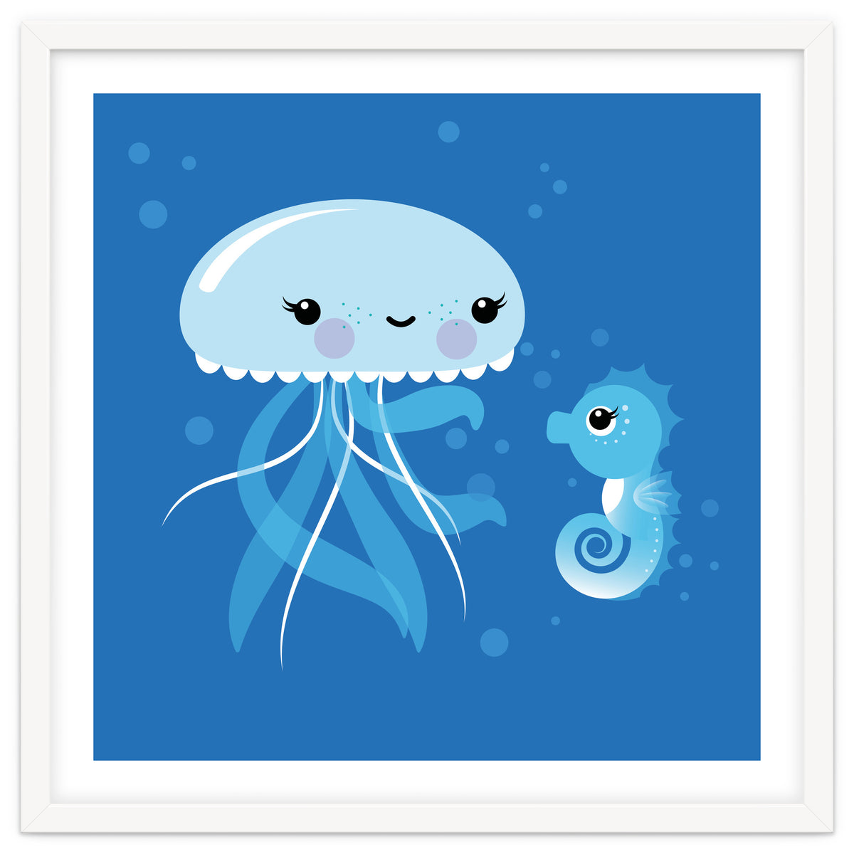 Best Friends Kawaii Jellyfish And Seahorse