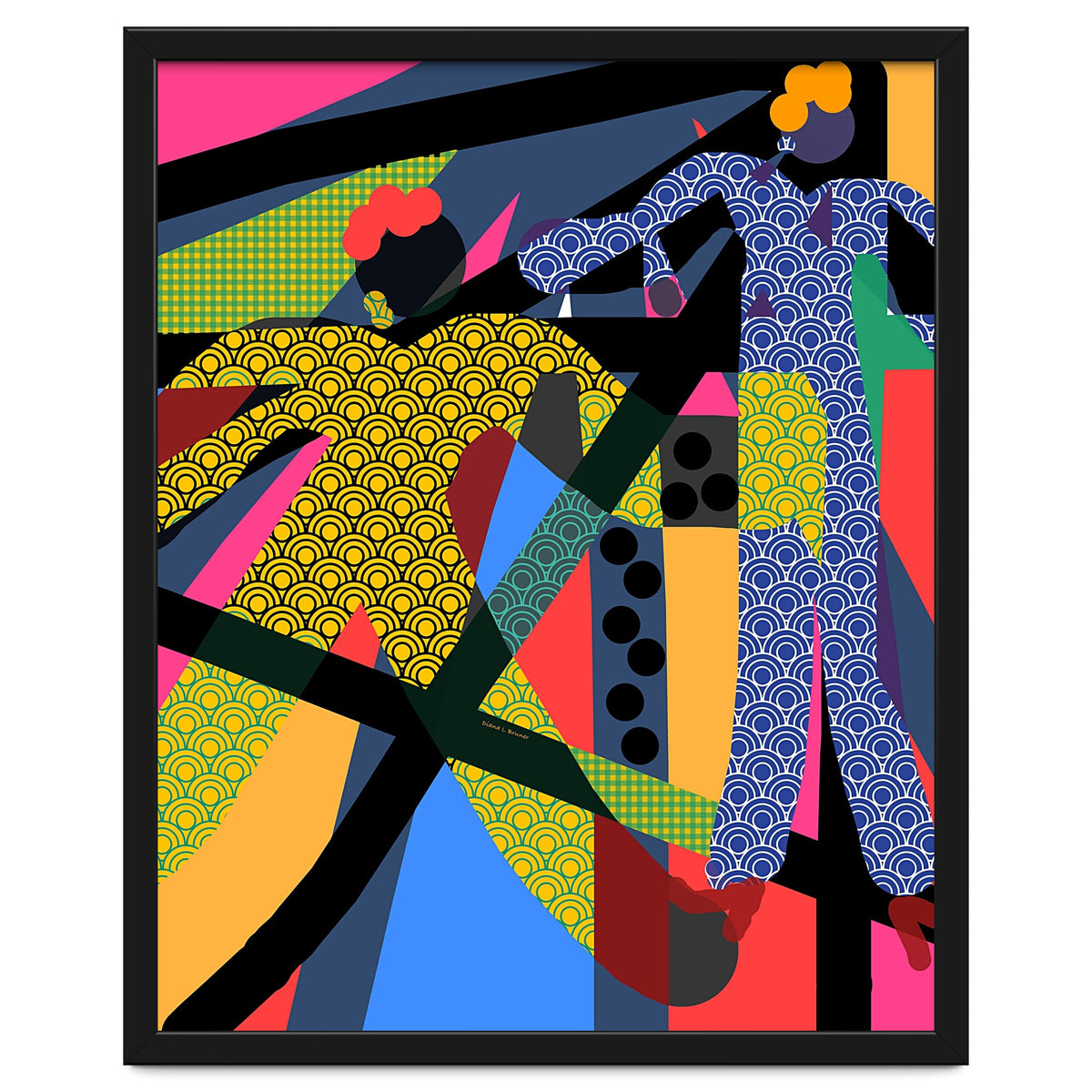 LADIES WEARING YELLOW AND BLUE PATTERNS