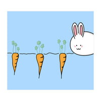 Kawaii Cute Rabbit With Carrots (Print Only)