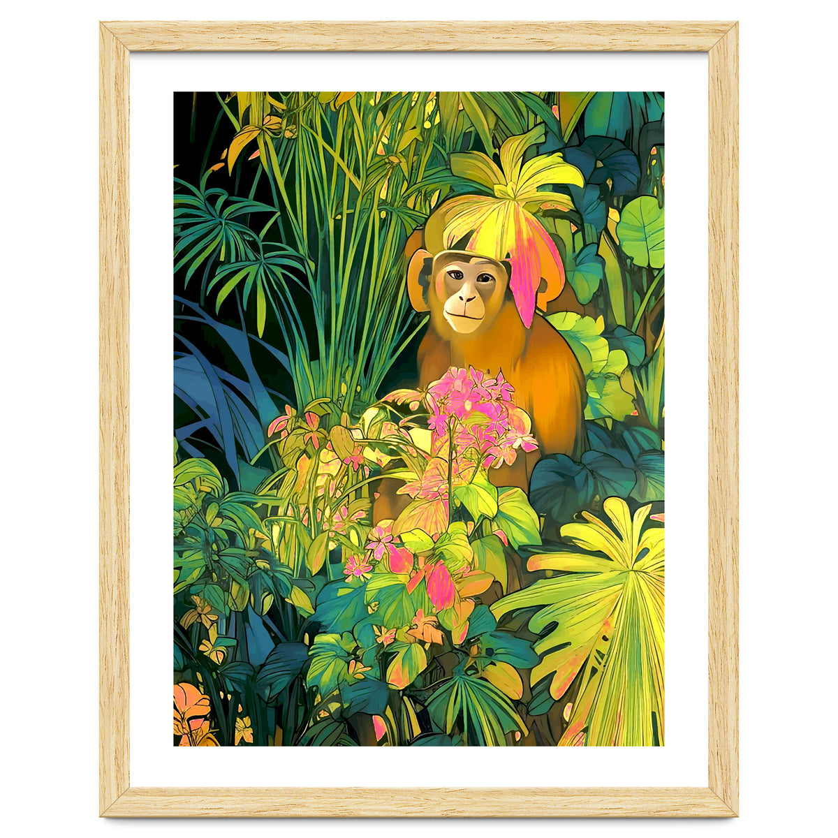 Daydreamer, Coming of Age Monkey Tropical Jungle Plants, Wildlife Botanical Nature Forest Bohemian Animals