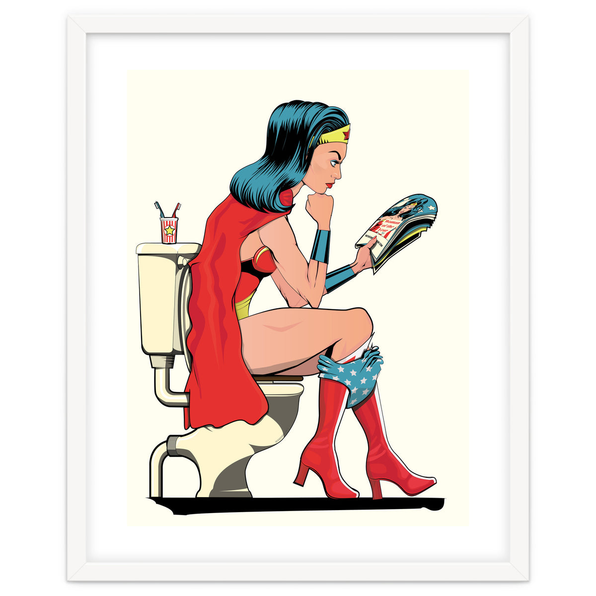 Wonder Woman on the Toilet, funny Bathroom Humour