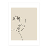 Looking Back : Moon Eyes, Abstract Face Line Art, Minimal Drawing Sketch People Scandinavian Neutral (Print Only) thumbnail