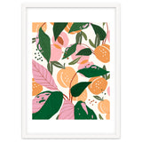 The Peach Garden , Vintage Botanical Tropical Jungle, Fruits Plants Pastel Summer Forest thumbnail