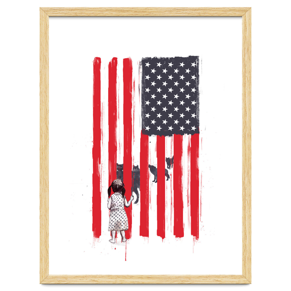 Little Girl And Wolves