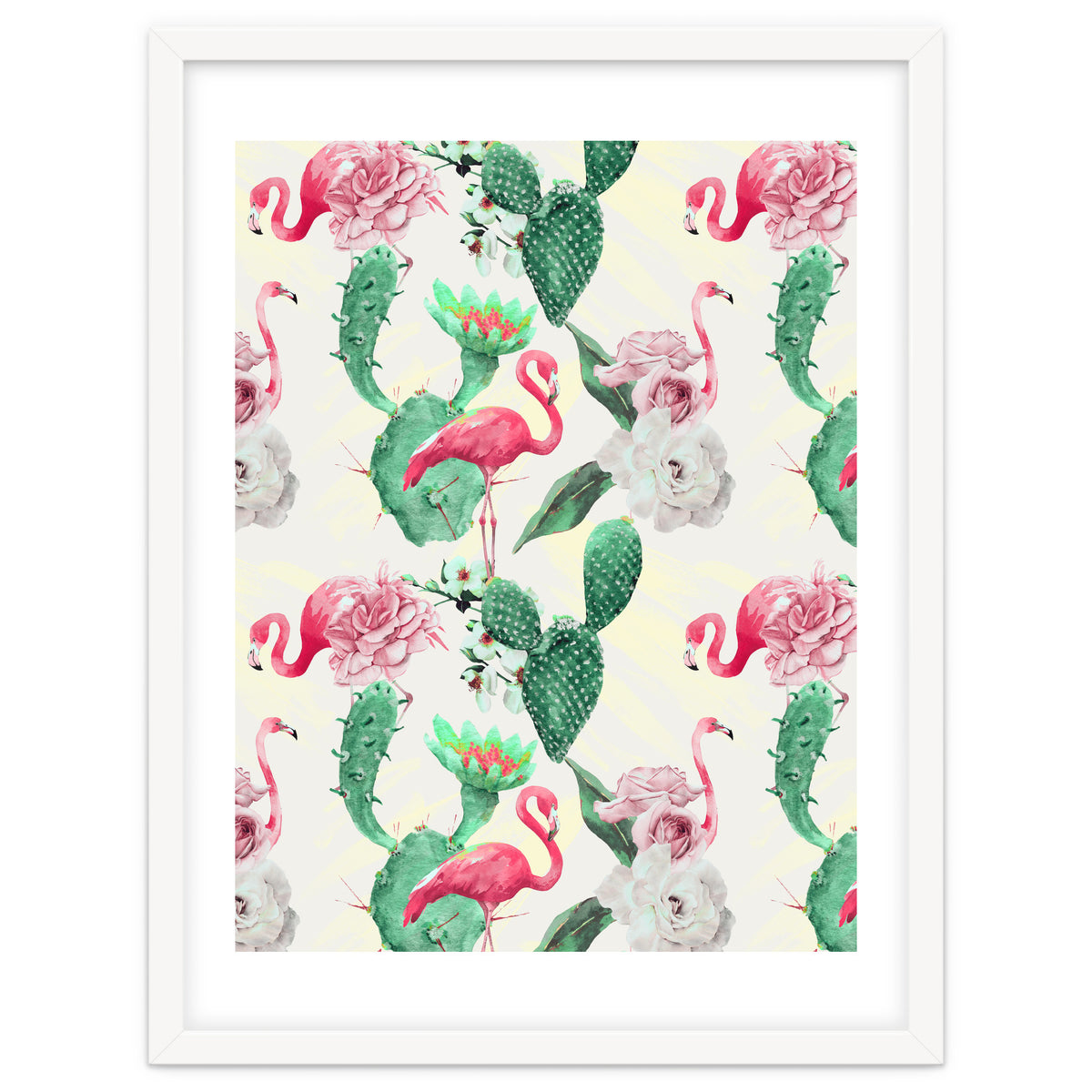Flamingos, geometric and flowers