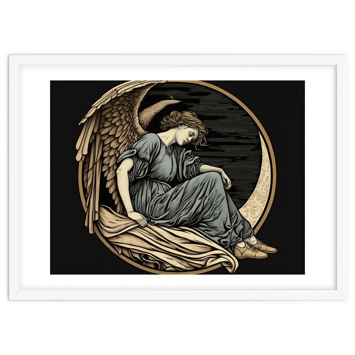 Angel On The Moon Art Nouveau