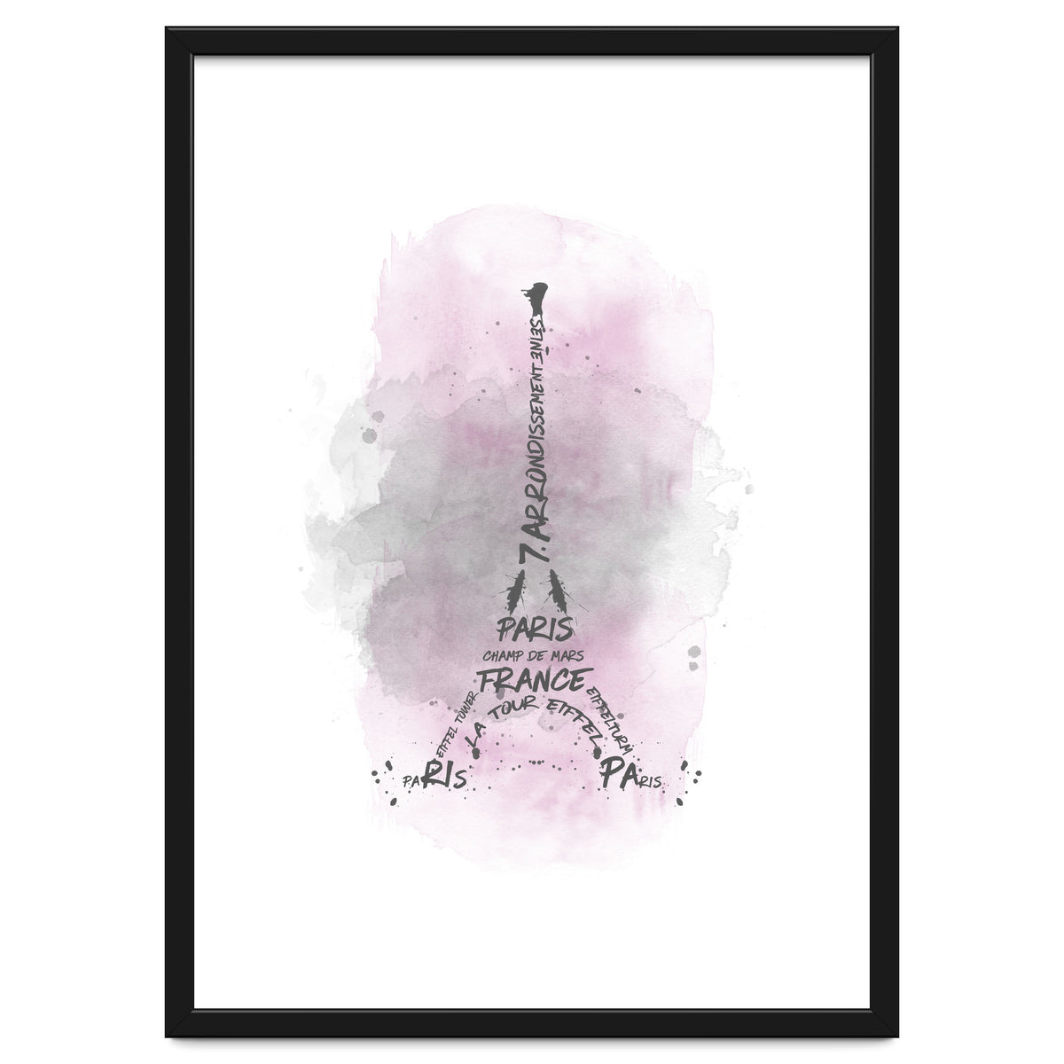 Watercolor Art Eiffel Tower | pink