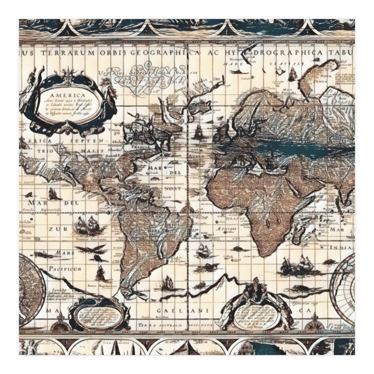 Antique Mapa Mundi revisited (Print Only)