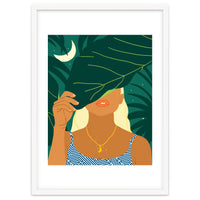 To The Moon & Never Back | Jungle Dreamer Bohemian Tropical Soul | Forest Nature Woman Illustration