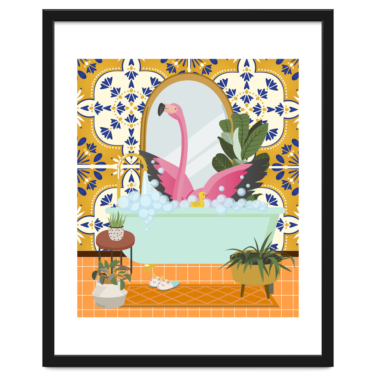 Flamingo Bathing in Moroccan Style Bathroom