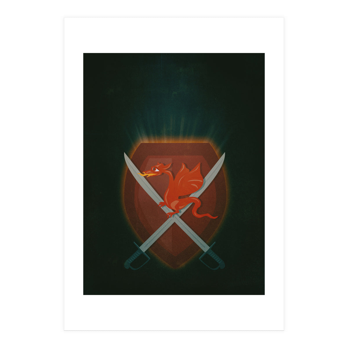Heraldic dragon and cutlasses (Print Only)