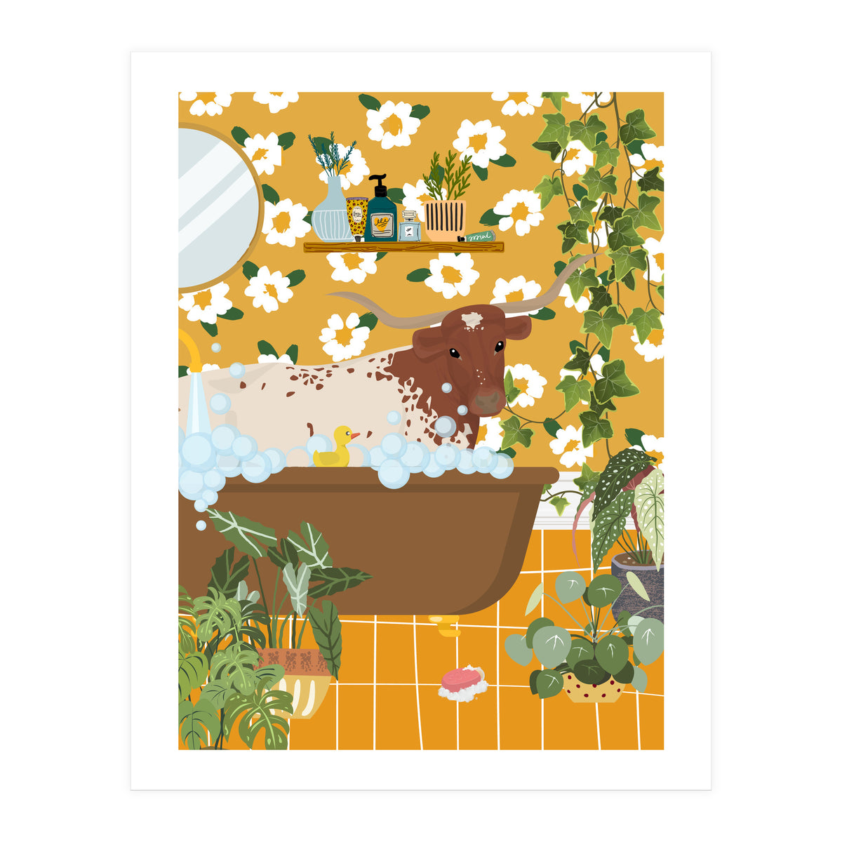 Texas Longhorn in My Bathtub (Print Only)