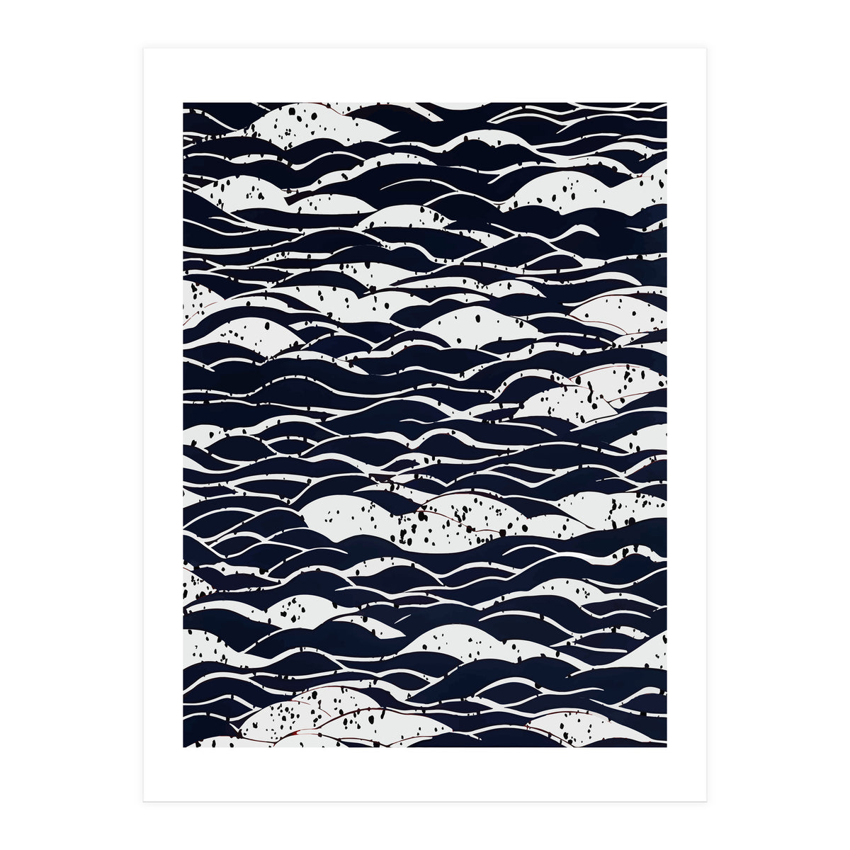 Rain, Abstract Storm Black & White, Monochromatic Line Art Sketch, Simple Eclectic Painting (Print Only)