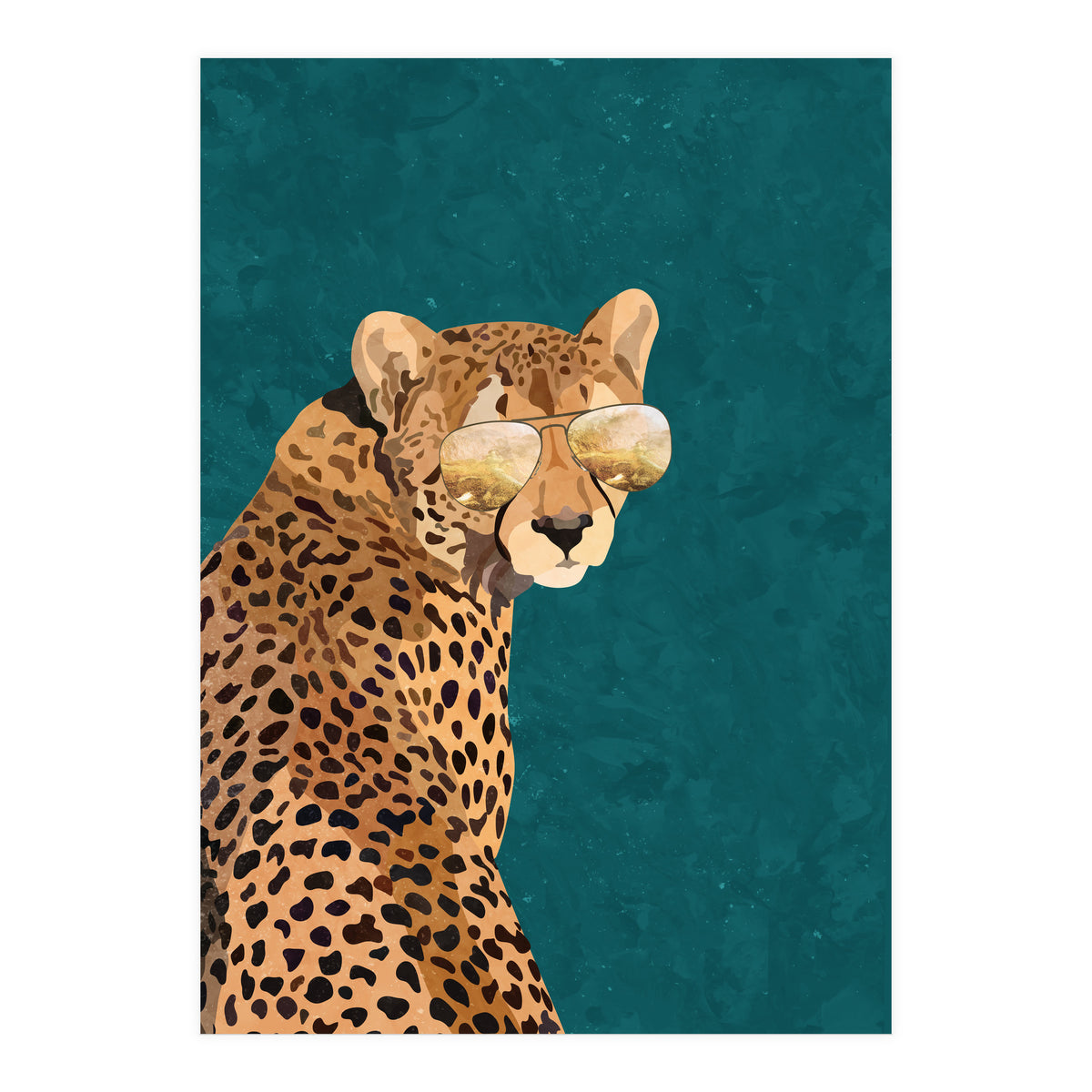 Cool Cat Cheetah Gold and Green (Print Only)