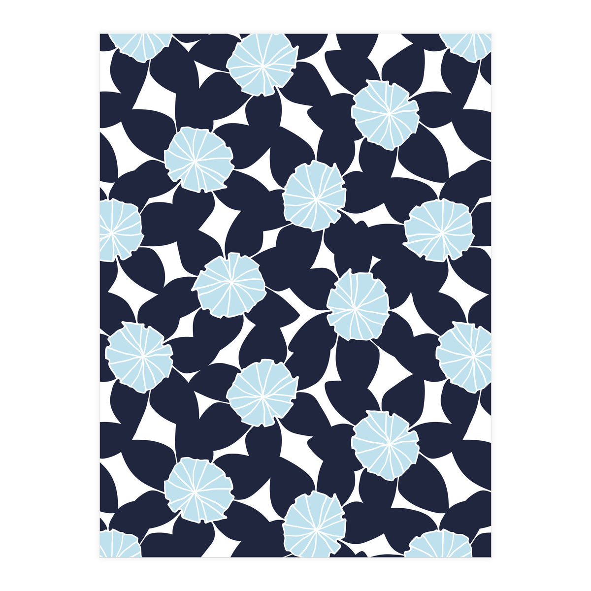 Pastel Blue Abstract Flower Pattern (Print Only)