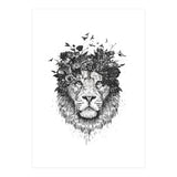 Floral Lion Bw (Print Only) thumbnail