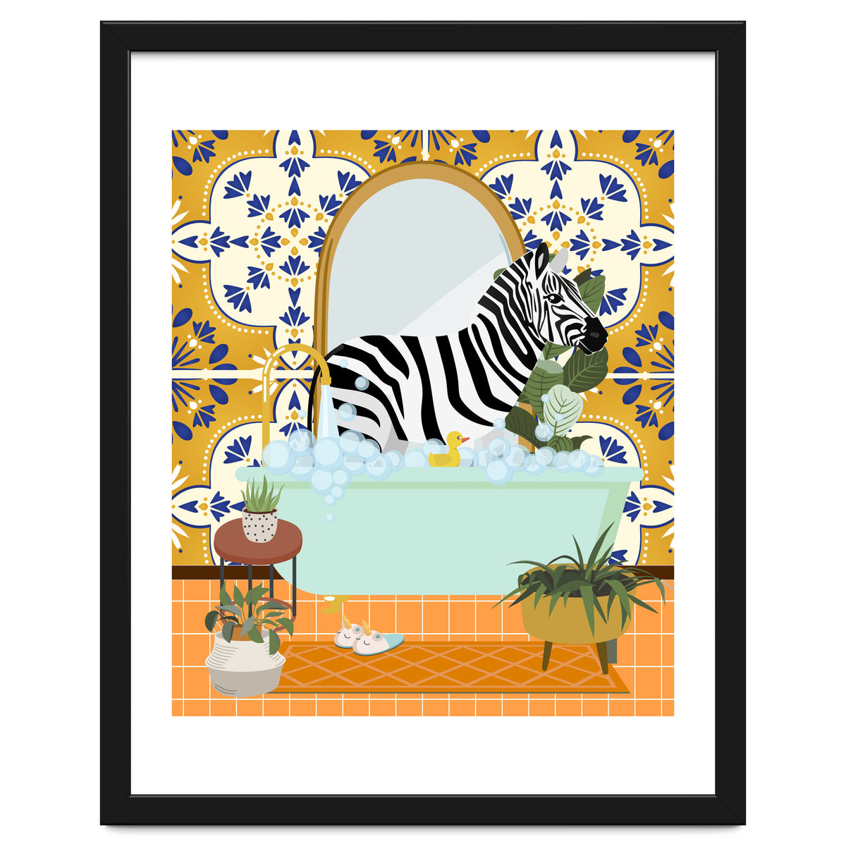 Zebra Bathing in Moroccan Style Bathroom