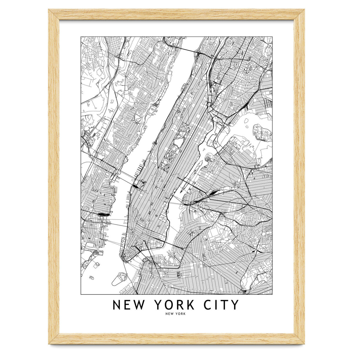 New York City White Map