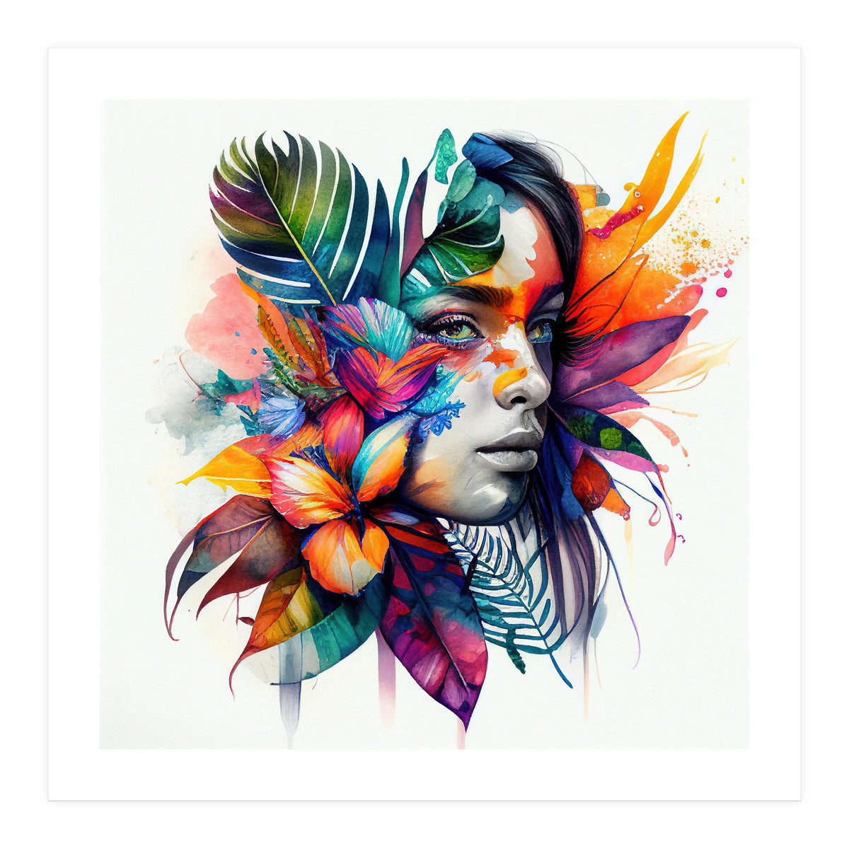 Watercolor Native Woman #1 (Print Only)