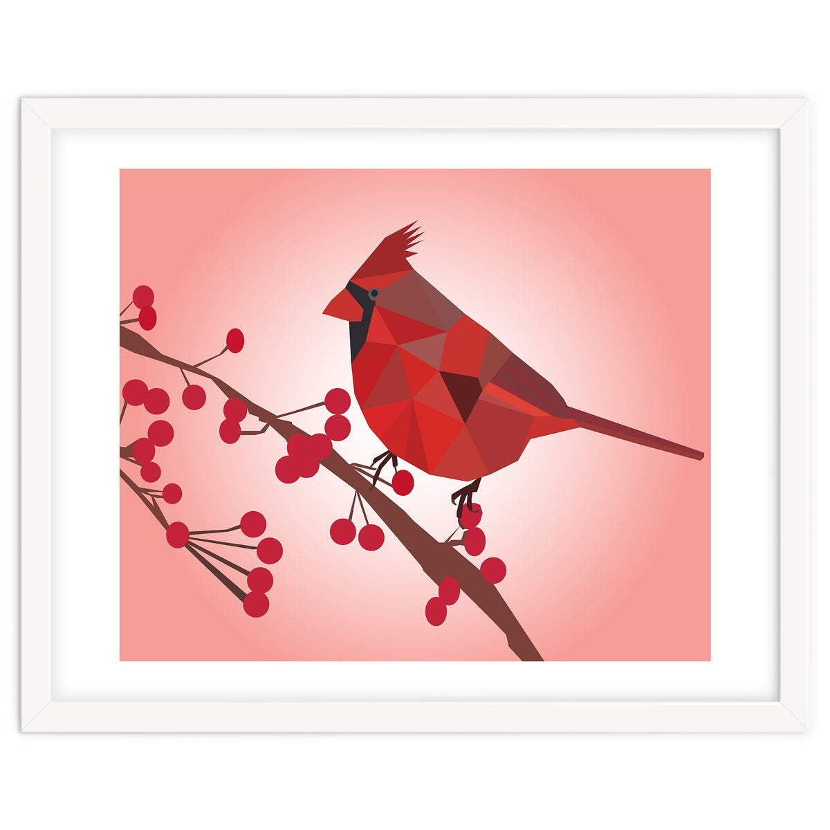 Northern Cardinal Bird Low Poly Art