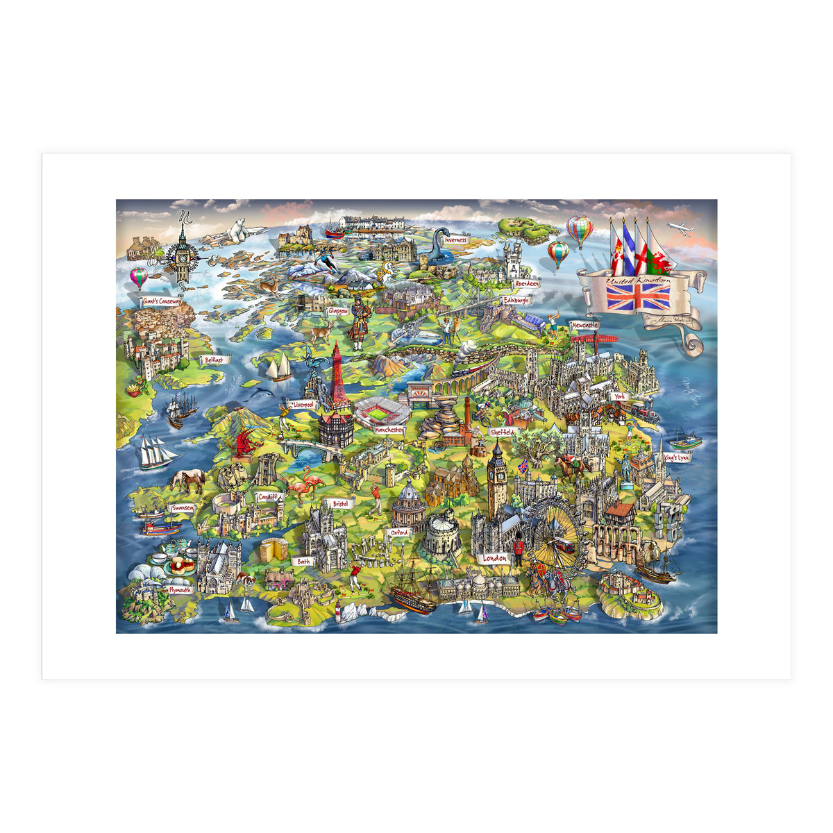 Illustrated Map Of The United Kingdom (Print Only)