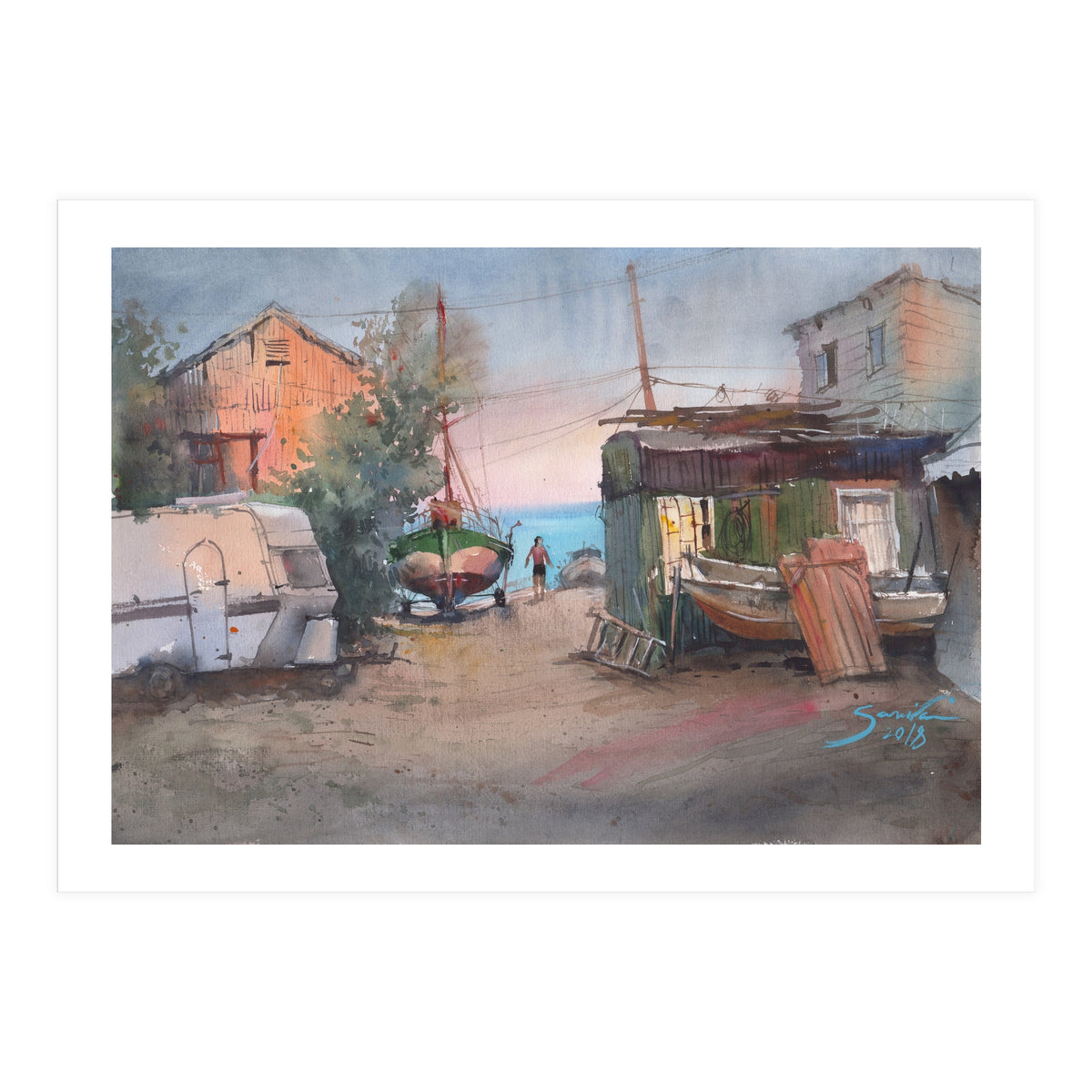 Sunrise on the beach  (Print Only)