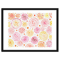 Abstract fireworks pattern in yellow and red