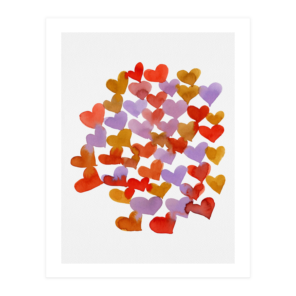 Watercolor melting hearts - retro (Print Only)