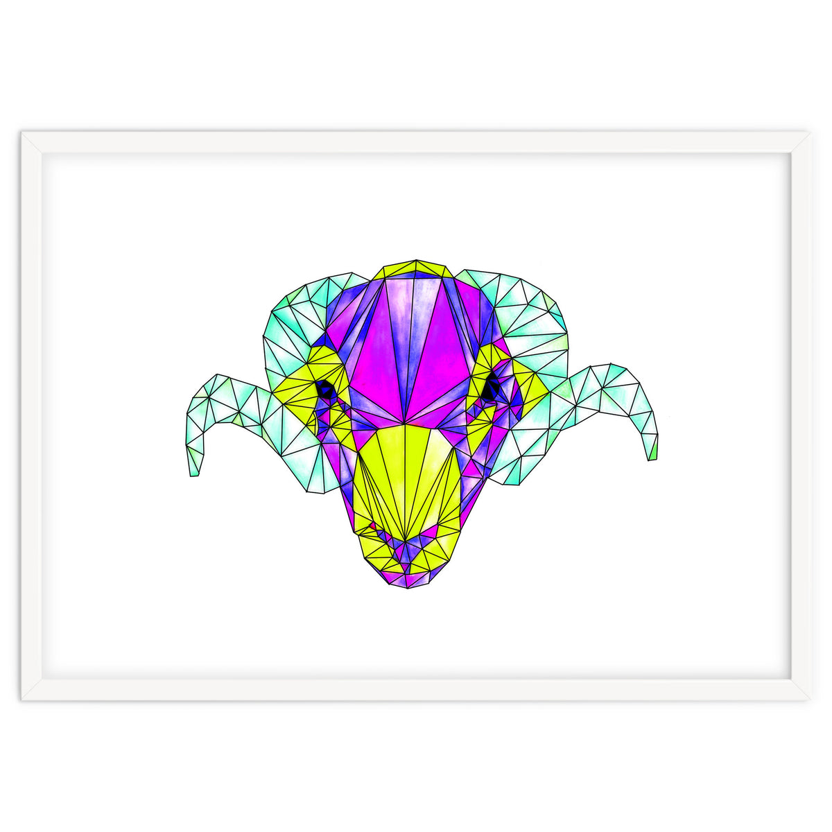 Colourful Geometric Swaledale Sheep Tup with Black Lines