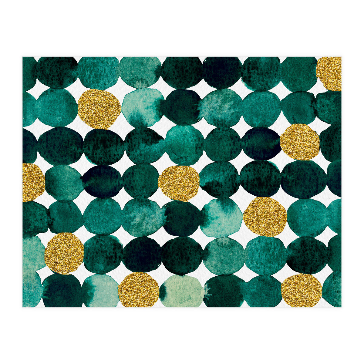 Dots pattern - emerald green and gold (Print Only)