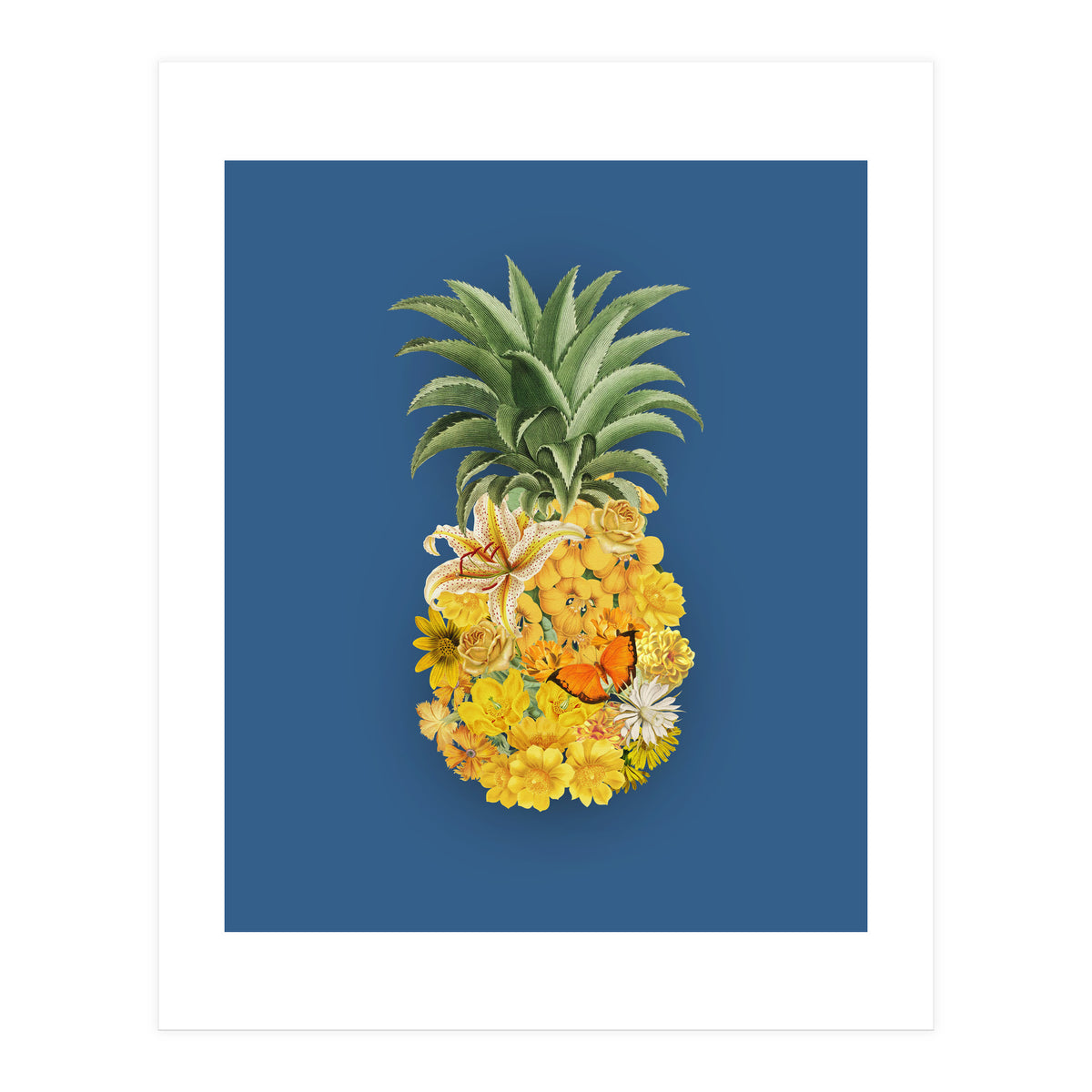 Pineapple Floral Blue (Print Only)