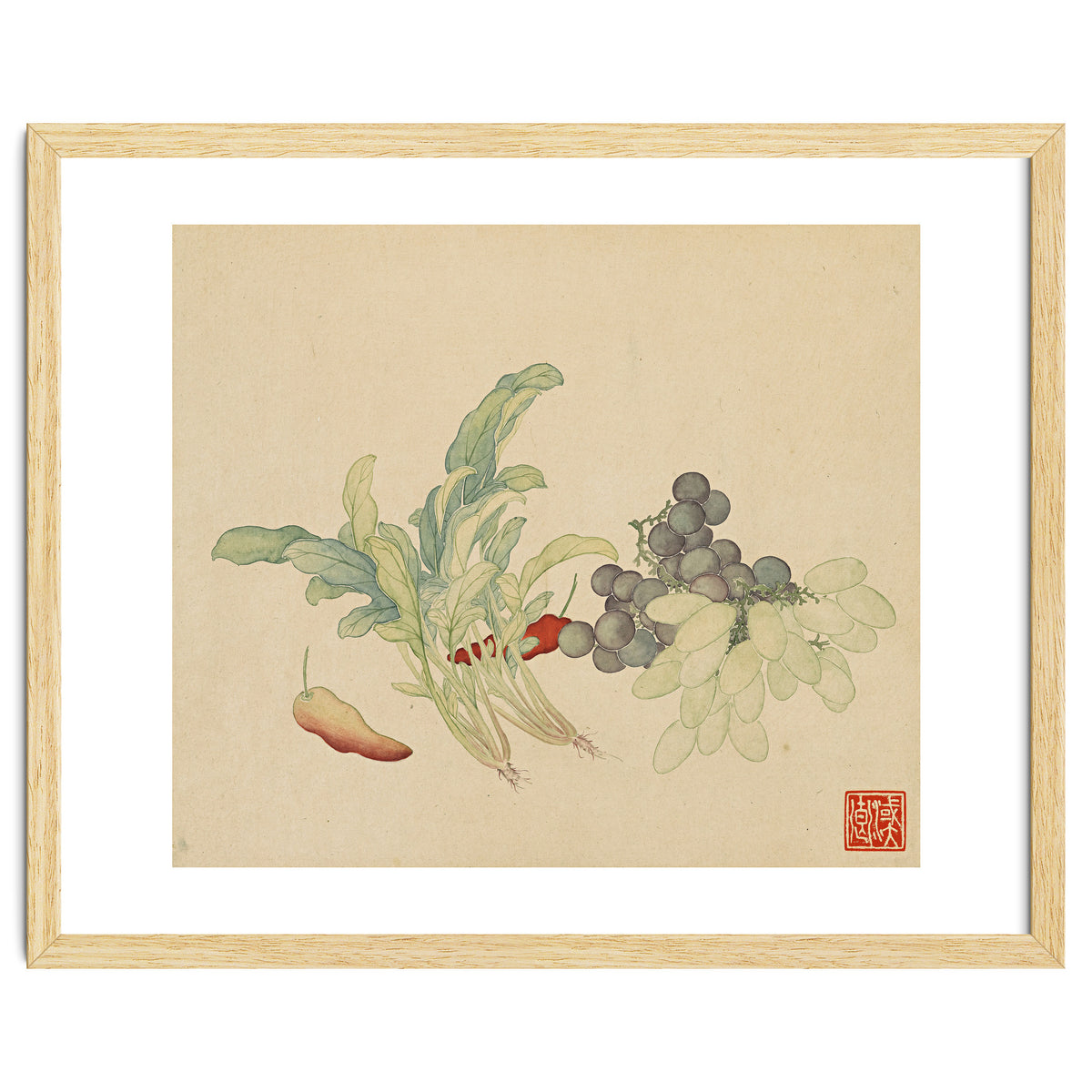 Wang Chengyu ~ Flowers And Vegetables, Vegetables, Fruits, Peppers, Millet Hot, Grapes, Spinach