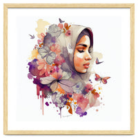 Watercolor Floral Muslim Arabian Woman #6