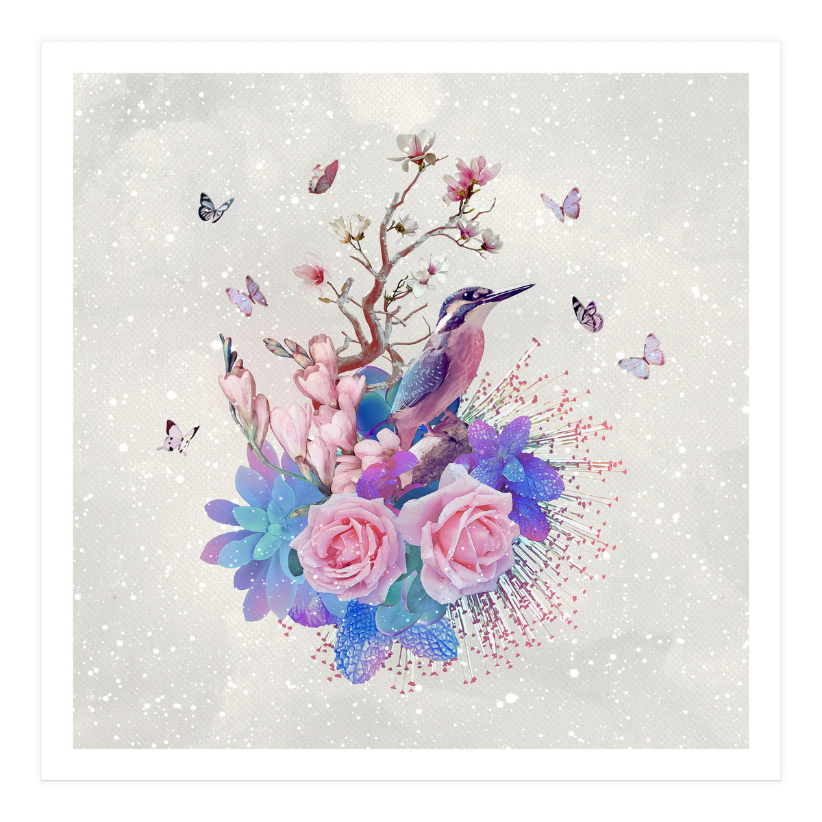 Floral Alcedo Atthis  (Print Only)