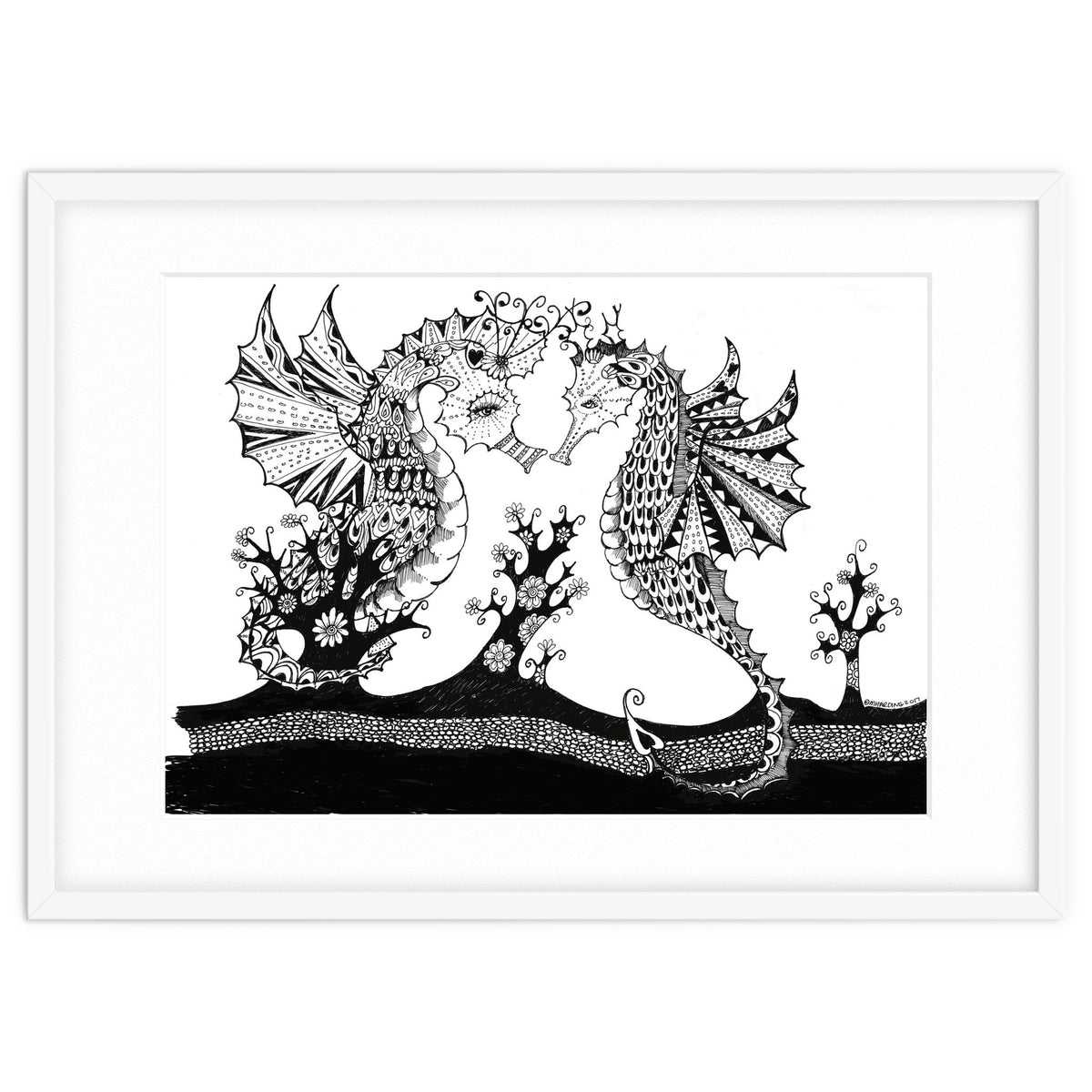 Seahorse Dragons Love Illustration