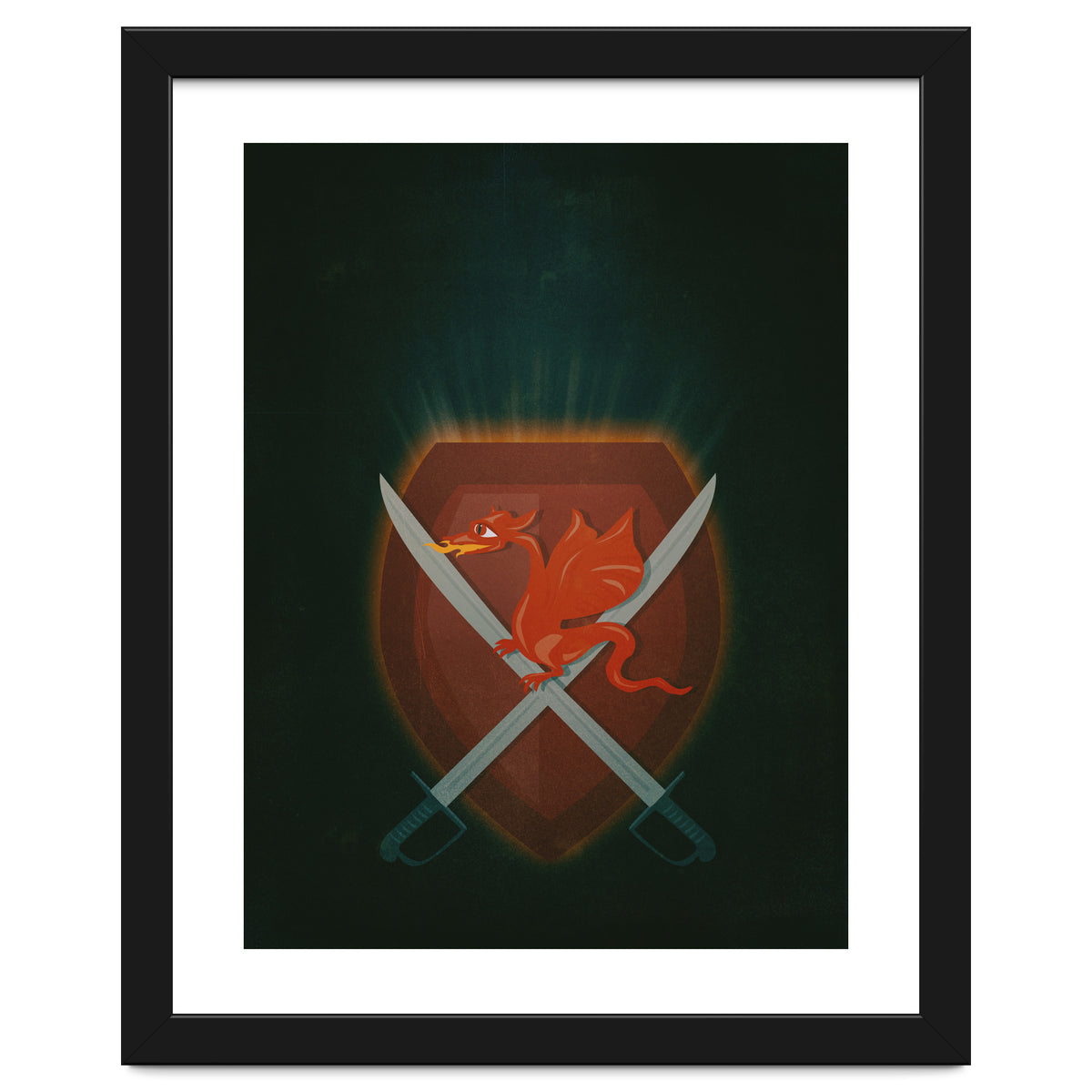 Heraldic dragon and cutlasses