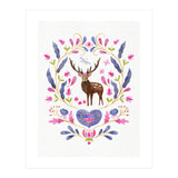 Floral Stag | Pink And Blue (Print Only) thumbnail