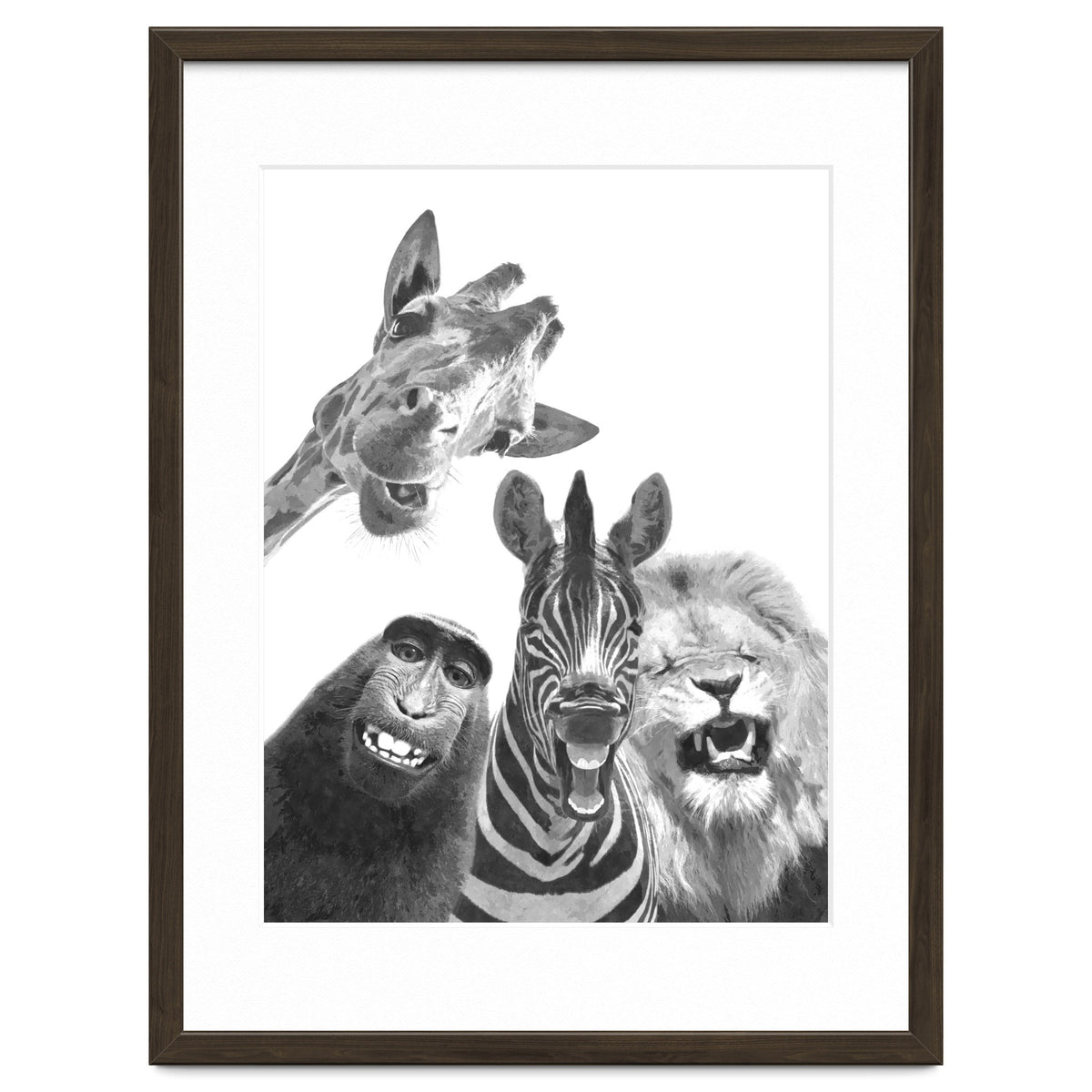 Black and White Jungle Animal Friends