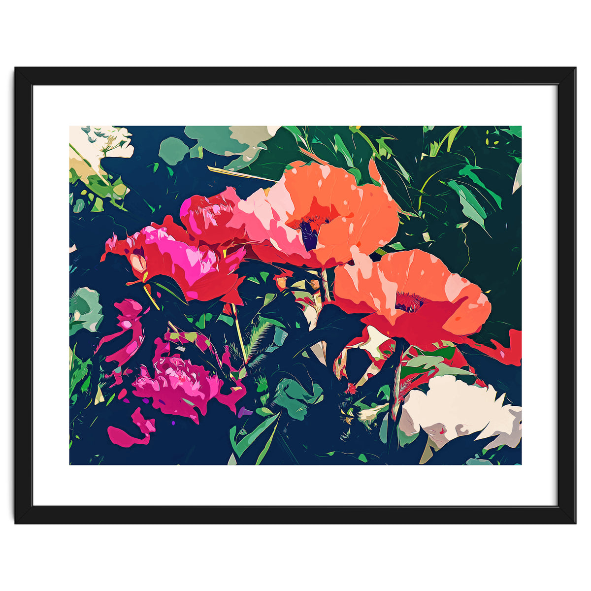 Where Darkness Blooms, Dark Floral Botanical Painting, Eclectic Blush Plants Garden Nature Flowers