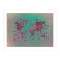 World Map text green (Print Only)