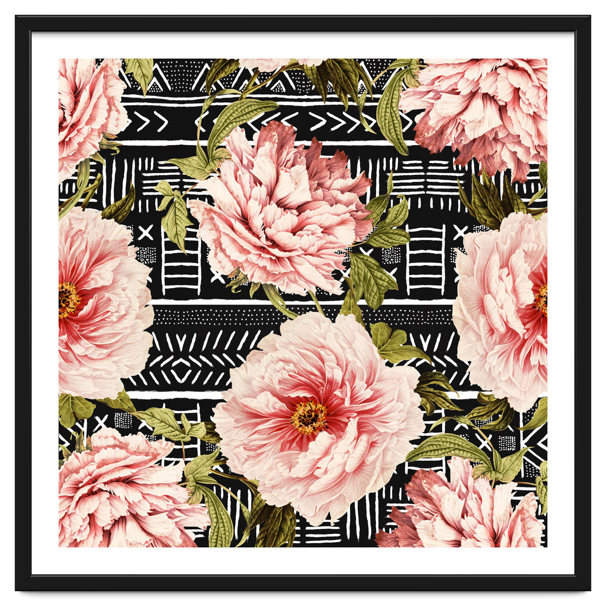 Flowering pink on drawn lines