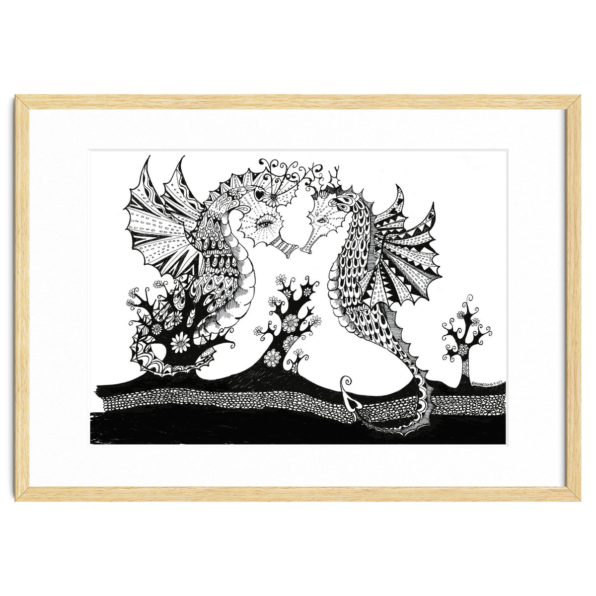 Seahorse Dragons Love Illustration