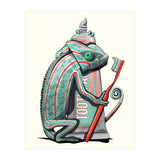 Chameleon Brushing Teeth, Funny Bathroom Humour (Print Only) thumbnail