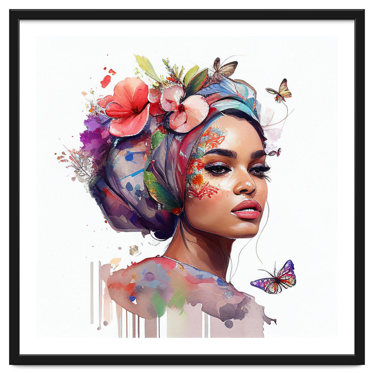 Watercolor Floral Arabian Woman #7