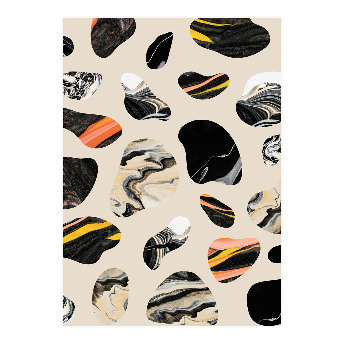 Marble Jelly Beans, Abstract Shapes Nature Eclectic Textures, Precious Stones Agate Dark Mystery (Print Only)