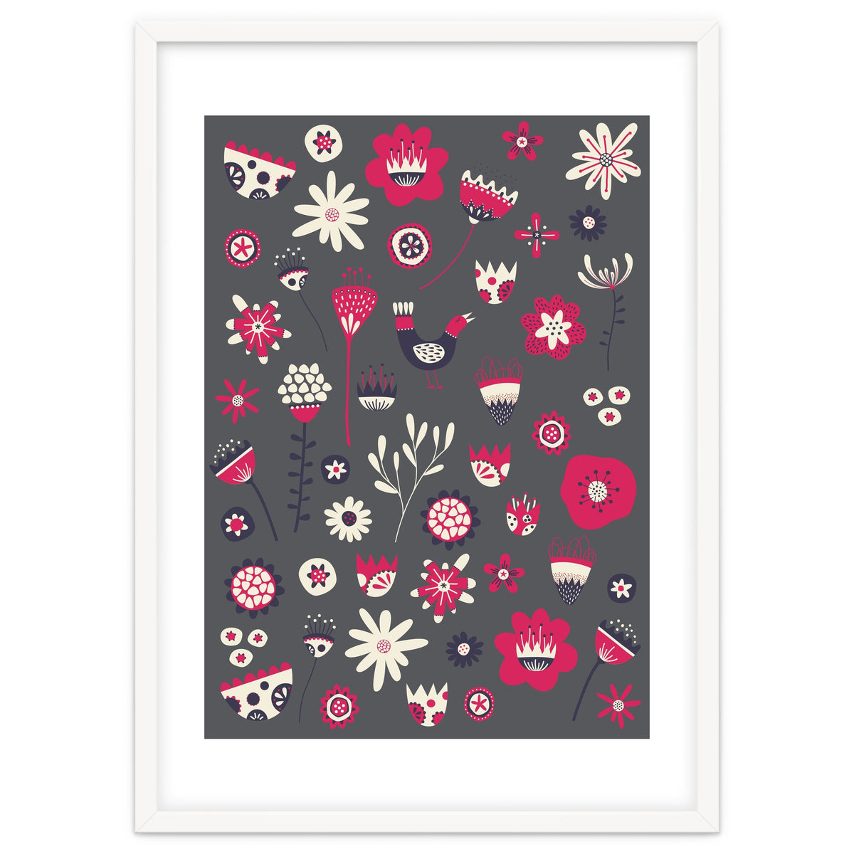 Spring Folk Floral Grey