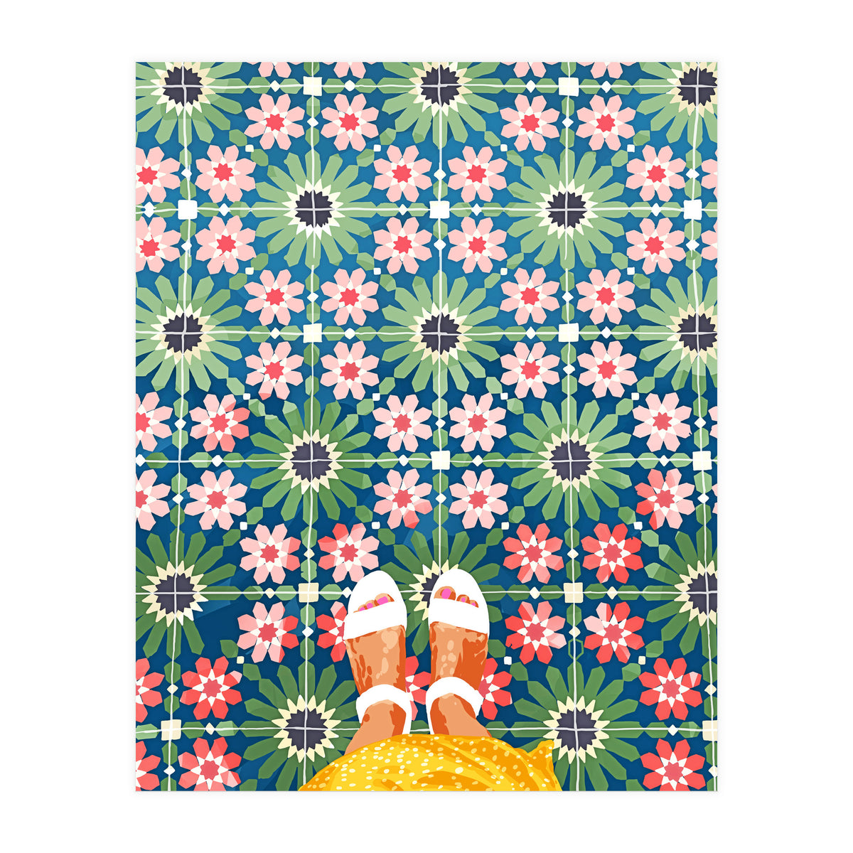 For The Love of Tiles | Moroccan Modern Bohemian Décor | Exotic Travel Watercolor Painting (Print Only)