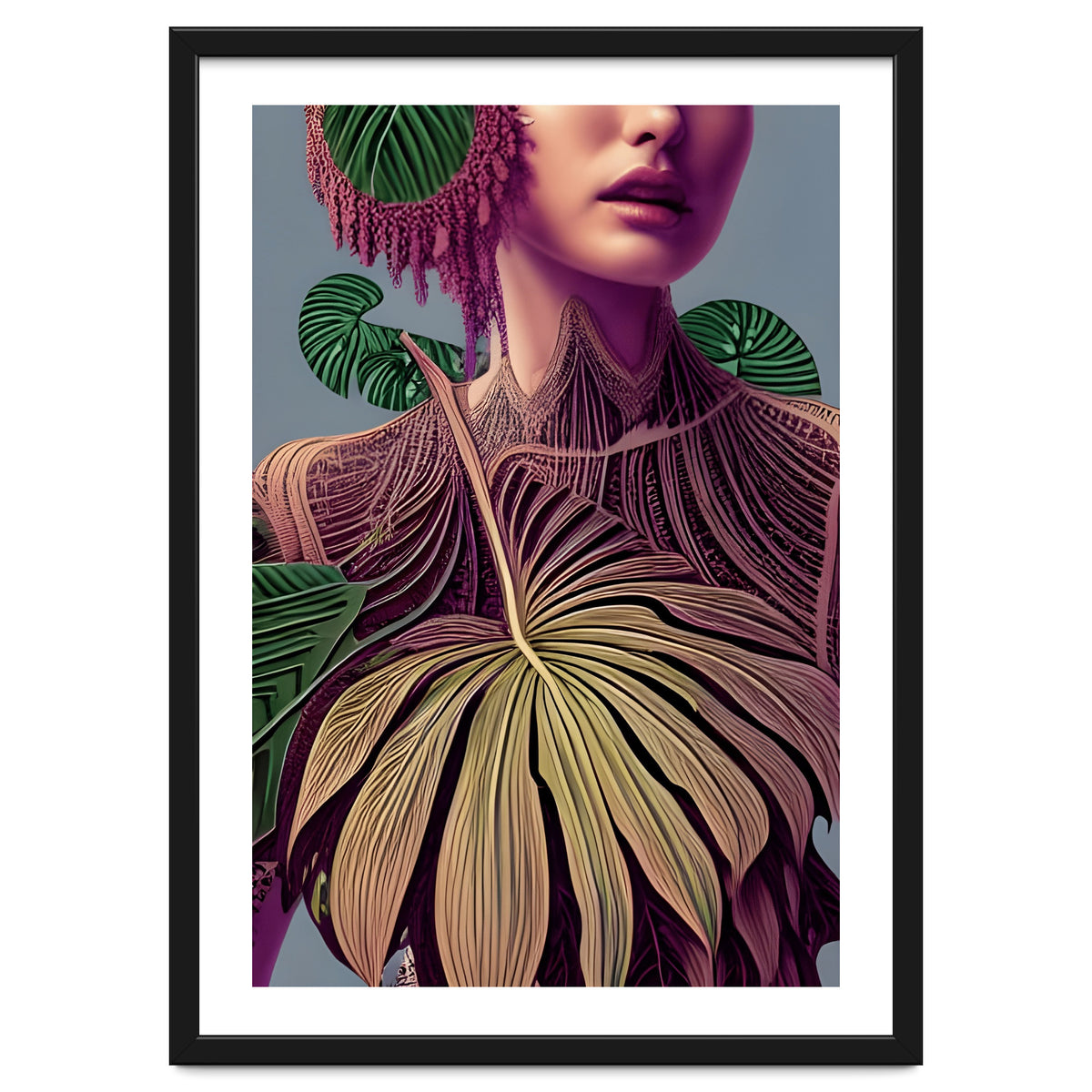 Woman in Monstera Deliciosa Leaves