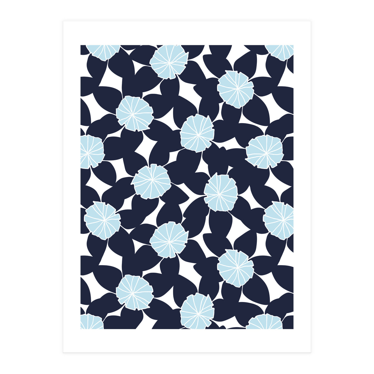 Pastel Blue Abstract Flower Pattern (Print Only)