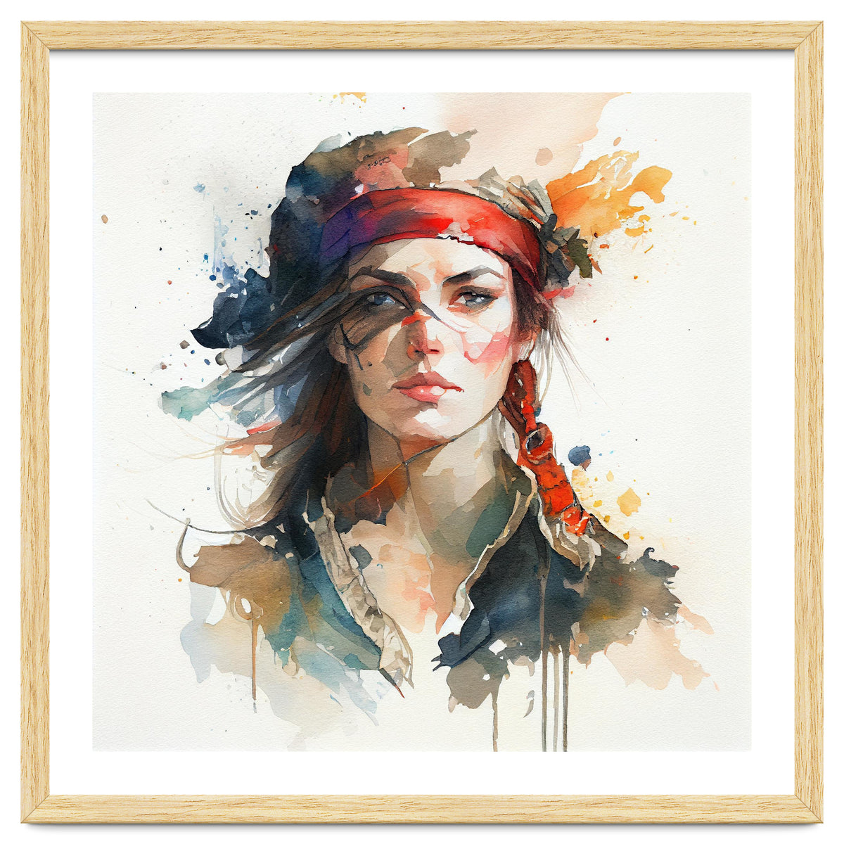 Watercolor Pirate Woman #4